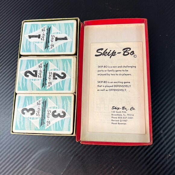 Vintage 1967 Skip-Bo Card Game In Red Velvet Box By Hazel Bowman COMPLETE - Picture 1 of 5